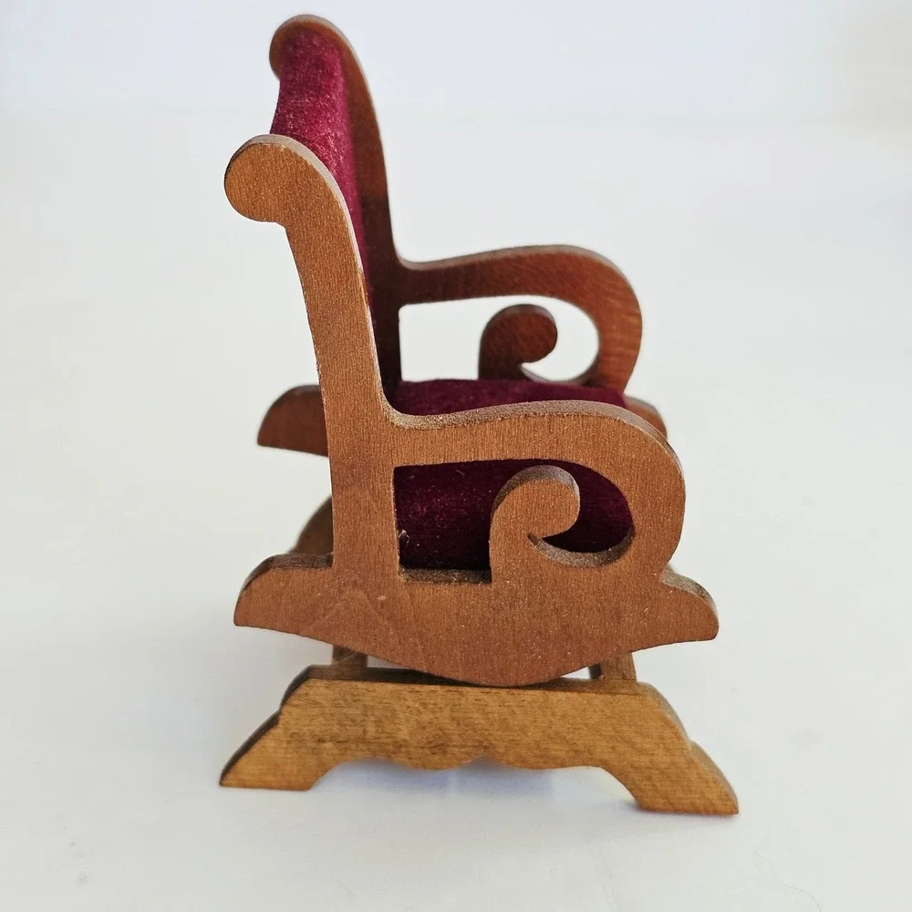 Vintage Shackman Miniature Dollhouse Furniture Fireplace and Chairs Set Wood Toy